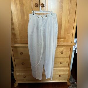 ZARA White Pants with Gold Accents